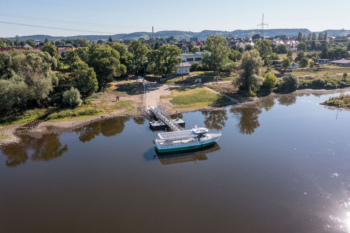 Luftbild der Anlegestelle Coswig-Kötitz nach der Modernisierung | Foto Gabriele Hanke