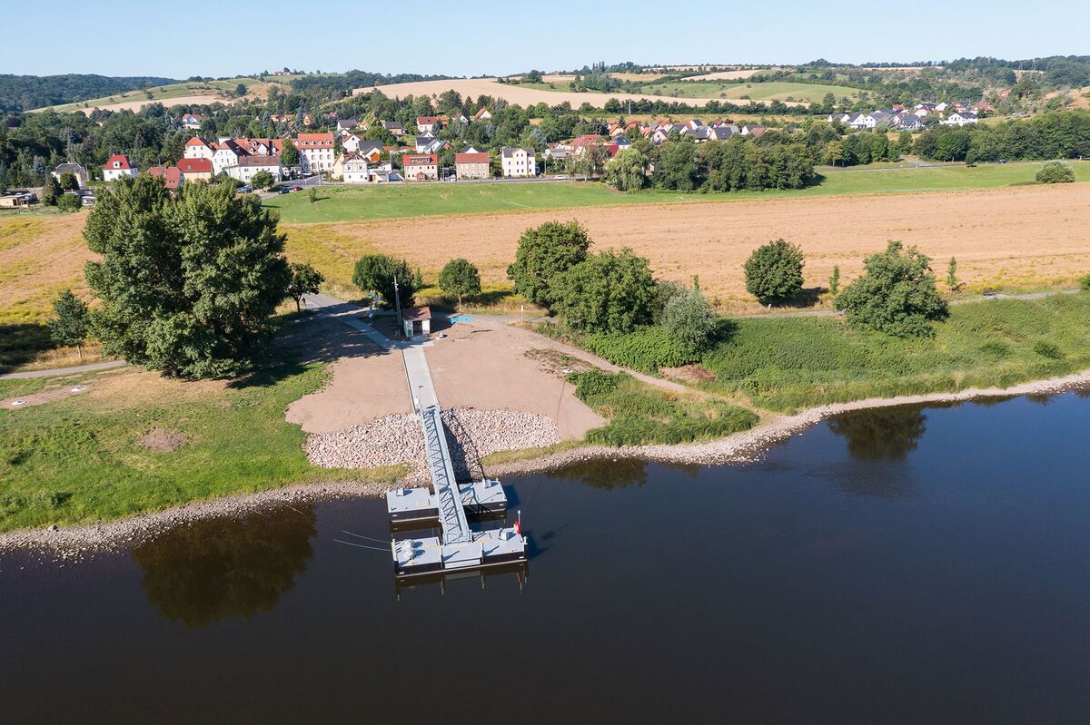 Luftbild der Anlegestelle Gauernitz nach der Modernisierung | Foto Gabriele Hanke